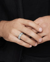 Streamline® Beveled Band Ring in 18K White Gold with Diamonds, 8.5mm